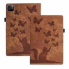 For iPad Pro 13 2024 Butterfly Cat Embossing Leather Tablet Case(Brown) - 1