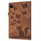 For iPad Pro 13 2024 Butterfly Cat Embossing Leather Tablet Case(Brown) - 3