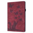 For iPad Pro 13 2024 Butterfly Cat Embossing Leather Tablet Case(Red) - 2