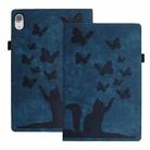 For iPad mini 2024 / 2021 Butterfly Cat Embossing Leather Tablet Case(Dark Blue) - 1