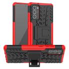 For Samsung Galaxy Note20 Tire Texture Shockproof TPU + PC Protective Case with Holder(Red) - 1