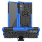 For Samsung Galaxy Note20 Tire Texture Shockproof TPU + PC Protective Case with Holder(Blue) - 1