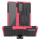 For Samsung Galaxy Note20 Tire Texture Shockproof TPU + PC Protective Case with Holder(Rose Red) - 1