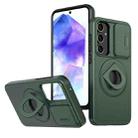 For Samsung Galaxy A55 5G Camshield MagSafe Ring Holder Armor Phone Case(Deep Green) - 1
