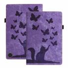 For Amazon Fire HD 10 2023 Butterfly Cat Embossing Leather Tablet Case(Purple) - 1