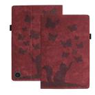 For Amazon Fire HD 10 2023 Butterfly Cat Embossing Leather Tablet Case(Red) - 1