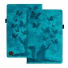 For Amazon Fire HD 10 2023 Butterfly Cat Embossing Leather Tablet Case(Sky Blue) - 1