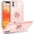 For iPhone 12 / 12 Pro L2 Rotating Ring Holder Magnetic Phone Case(Rose Gold) - 1