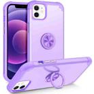 For iPhone 12 / 12 Pro L2 Rotating Ring Holder Magnetic Phone Case(Light Purple) - 1