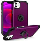 For iPhone 12 / 12 Pro L2 Rotating Ring Holder Magnetic Phone Case(Dark Purple) - 1