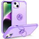 For iPhone 14 L2 Rotating Ring Holder Magnetic Phone Case(Light Purple) - 1