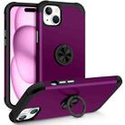 For iPhone 15 L2 Rotating Ring Holder Magnetic Phone Case(Dark Purple) - 1