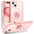 For iPhone 15 Plus L2 Rotating Ring Holder Magnetic Phone Case(Rose Gold) - 1