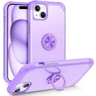 For iPhone 15 Plus L2 Rotating Ring Holder Magnetic Phone Case(Light Purple) - 1