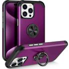 For iPhone 15 Pro L2 Rotating Ring Holder Magnetic Phone Case(Dark Purple) - 1