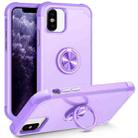 For iPhone X / XS L2 Rotating Ring Holder Magnetic Phone Case(Light Purple) - 1