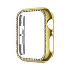 For Apple Watch Series 9 / 8 / 7 41mm Plating Row Diamond Hollow PC Watch Case(Gold) - 1