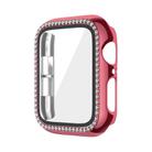 For Apple Watch Series 9 / 8 / 7 45mm Plating Row Diamond PC Watch Case with Film(Rose Pink) - 1