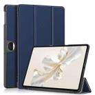 For Honor Pad 9 Custer Pure Color 3-Fold Leather Tablet Case(Dark Blue) - 1