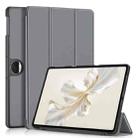 For Honor Pad 9 Custer Pure Color 3-Fold Leather Tablet Case(Grey) - 1