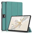 For Honor Pad 9 Custer Pure Color 3-Fold Leather Tablet Case(Deep Green) - 1