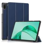 For Honor Pad X8a Custer Pure Color 3-Fold Leather Tablet Case(Dark Blue) - 1