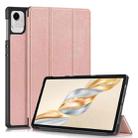 For Honor Pad X9a / X9 Pro Custer Pure Color 3-Fold Leather Tablet Case(Rose Gold) - 1