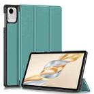 For Honor Pad X9a / X9 Pro Custer Pure Color 3-Fold Leather Tablet Case(Deep Green) - 1