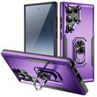 For Samsung Galaxy S24 Ultra 5G Pioneer Armor Heavy Duty PC + TPU Phone Case with Holder(Purple+Black) - 1