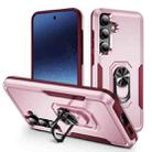 For Samsung Galaxy S24+ 5G Pioneer Armor Heavy Duty PC + TPU Phone Case with Holder(Pink+Rose Red) - 1