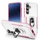 For Samsung Galaxy S24 5G Pioneer Armor Heavy Duty PC + TPU Phone Case with Holder(White+Pink) - 1