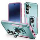 For Samsung Galaxy S24 5G Pioneer Armor Heavy Duty PC + TPU Phone Case with Holder(Green+Pink) - 1