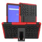 For Lenovo Tab M10 Plus TB-X606F Tire Texture Shockproof TPU+PC Protective Case with Holder(Red) - 1