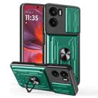 For Motorola Moto G05 Sliding Camshield TPU+PC Phone Case with Card Slot(Dark Green) - 1