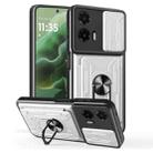 For Motorola Moto G35 Sliding Camshield TPU+PC Phone Case with Card Slot(White) - 1