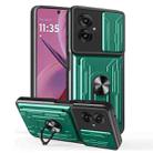 For Motorola Moto G55 Sliding Camshield TPU+PC Phone Case with Card Slot(Dark Green) - 1