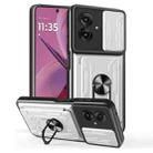 For Motorola Moto G55 Sliding Camshield TPU+PC Phone Case with Card Slot(White) - 1