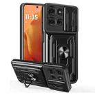 For Motorola Moto G75 Sliding Camshield TPU+PC Phone Case with Card Slot(Black) - 1