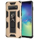 For Samsung Galaxy S10 Soldier Armor Shockproof TPU + PC Magnetic Protective Case with Holder(Gold) - 1