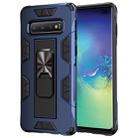 For Samsung Galaxy S10 Soldier Armor Shockproof TPU + PC Magnetic Protective Case with Holder(Blue) - 1