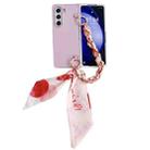 For Samsung Galaxy Z Fold4 5G Metallic Paint Leather Phone Case with Scarf Bracelet(Pink) - 1