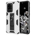 For Samsung Galaxy S20 Ultra Soldier Armor Shockproof TPU + PC Magnetic Protective Case with Holder(White) - 1