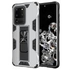 For Samsung Galaxy S20 Ultra Soldier Armor Shockproof TPU + PC Magnetic Protective Case with Holder(Silver) - 1