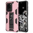 For Samsung Galaxy S20 Ultra Soldier Armor Shockproof TPU + PC Magnetic Protective Case with Holder(Rose Gold) - 1