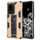 For Samsung Galaxy S20 Ultra Soldier Armor Shockproof TPU + PC Magnetic Protective Case with Holder(Gold) - 1