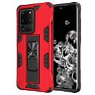 For Samsung Galaxy S20 Ultra Soldier Armor Shockproof TPU + PC Magnetic Protective Case with Holder(Red) - 1