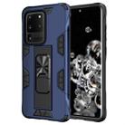 For Samsung Galaxy S20 Ultra Soldier Armor Shockproof TPU + PC Magnetic Protective Case with Holder(Blue) - 1