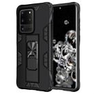 For Samsung Galaxy S20 Ultra Soldier Armor Shockproof TPU + PC Magnetic Protective Case with Holder(Black) - 1