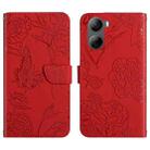 For ZTE Libero 5G IV Skin Feel Butterfly Peony Embossed Leather Phone Case(Red) - 1