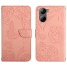 For ZTE Libero 5G IV Skin Feel Butterfly Peony Embossed Leather Phone Case(Pink) - 1